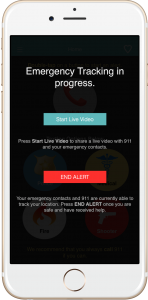 Press Start Live Video to share a live video with 9-1-1 or press End Alert to end the emergency tracking.